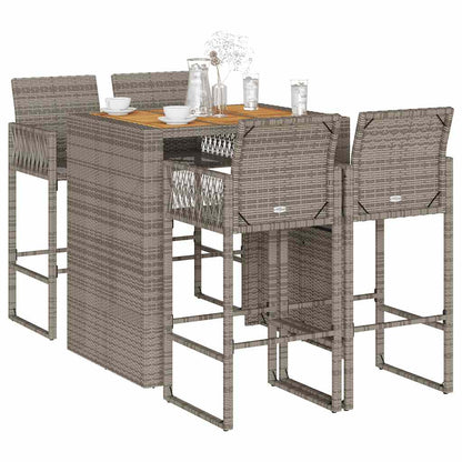 5 Piece Garden Bar Set without Cushions Grey 4