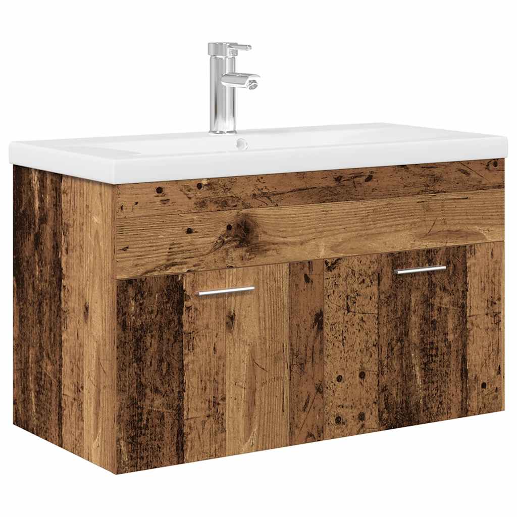 vidaXL Sink Cabinet with Built-in Basin Old Wood Engineered Wood 2