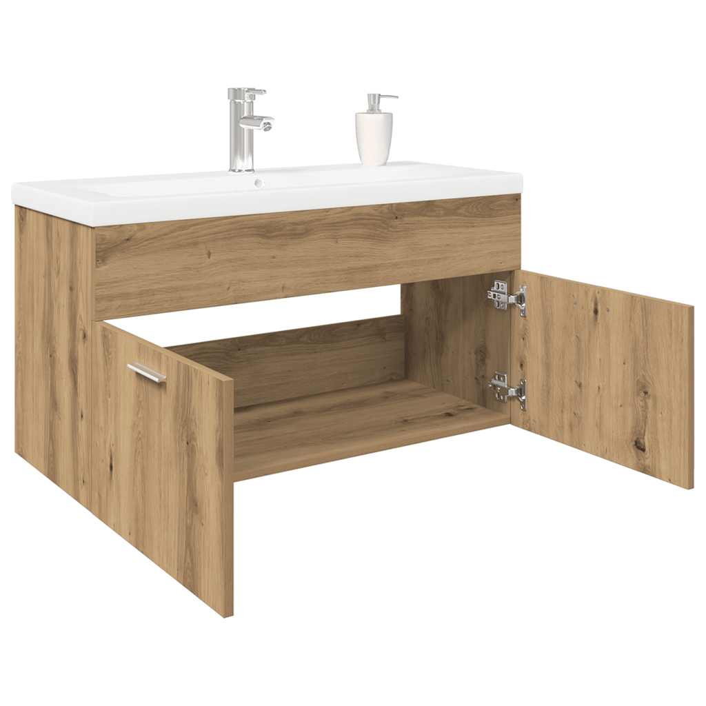 vidaXL Sink Cabinet with Built-in Basin Artisan Oak Engineered Wood 1