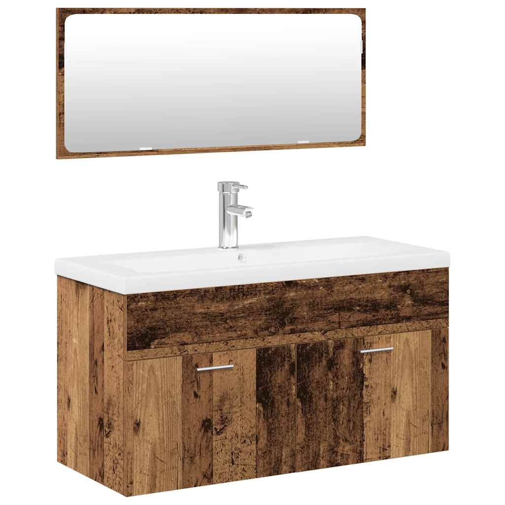 vidaXL 3 Piece Bathroom Furniture Set Old Wood Engineered Wood 2