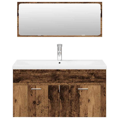 vidaXL 3 Piece Bathroom Furniture Set Old Wood Engineered Wood 4