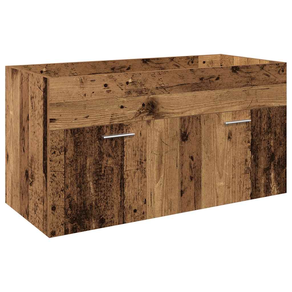 vidaXL 3 Piece Bathroom Furniture Set Old Wood Engineered Wood 5