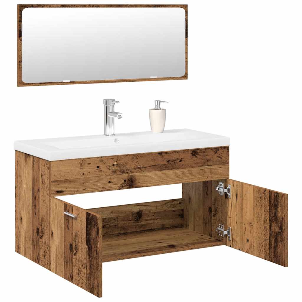 vidaXL 3 Piece Bathroom Furniture Set Old Wood Engineered Wood 1