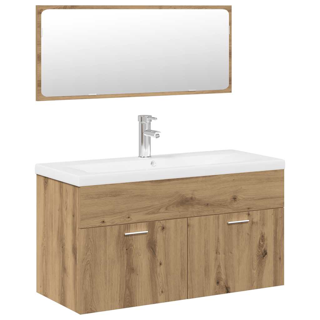 vidaXL 3 Piece Bathroom Furniture Set Artisan Oak Engineered Wood 2