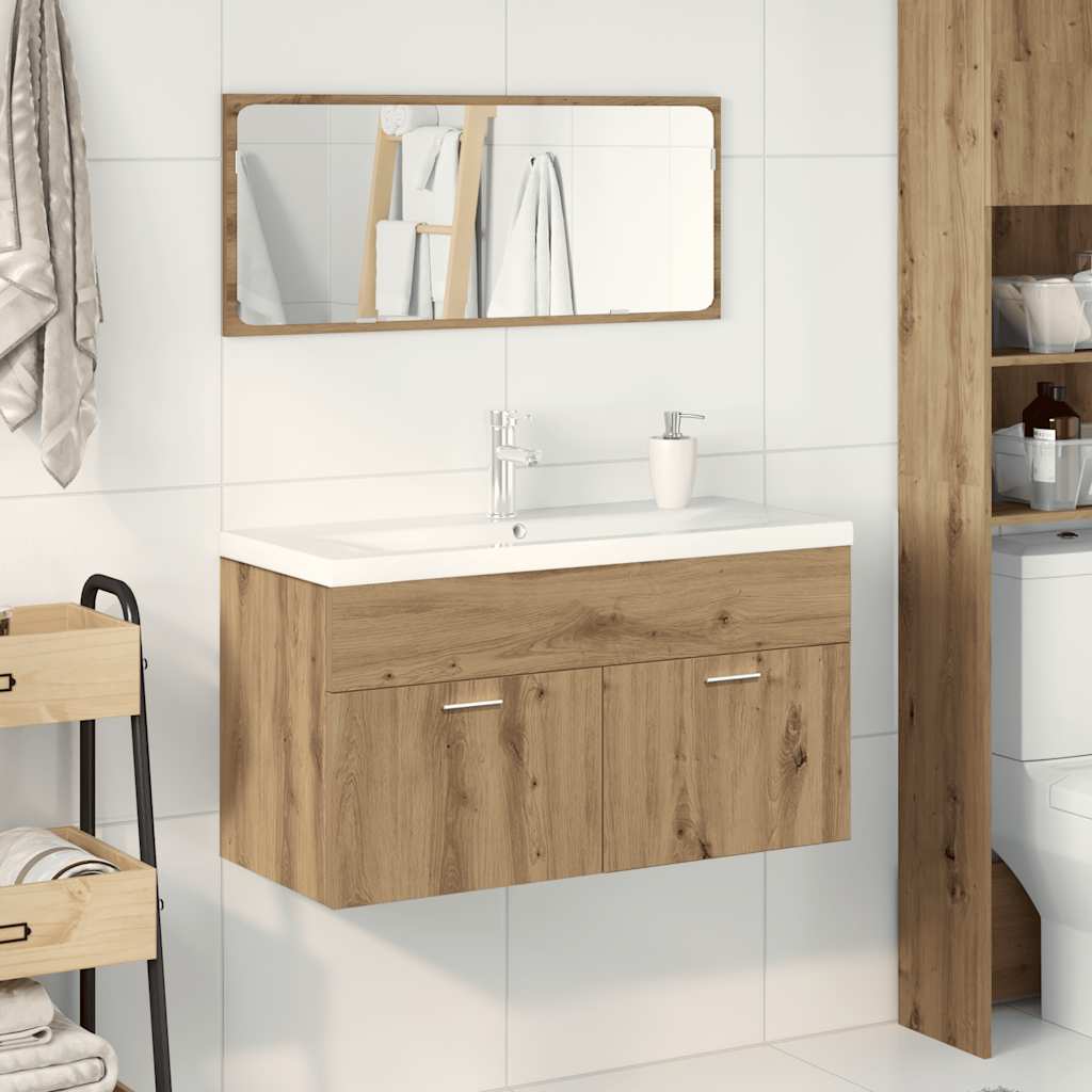 Bathroom Furniture Set Engineered Wood 90 x 38.5 x 46 cm Artisan oak