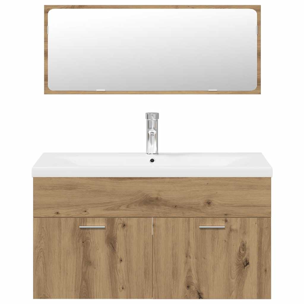 vidaXL 3 Piece Bathroom Furniture Set Artisan Oak Engineered Wood 4