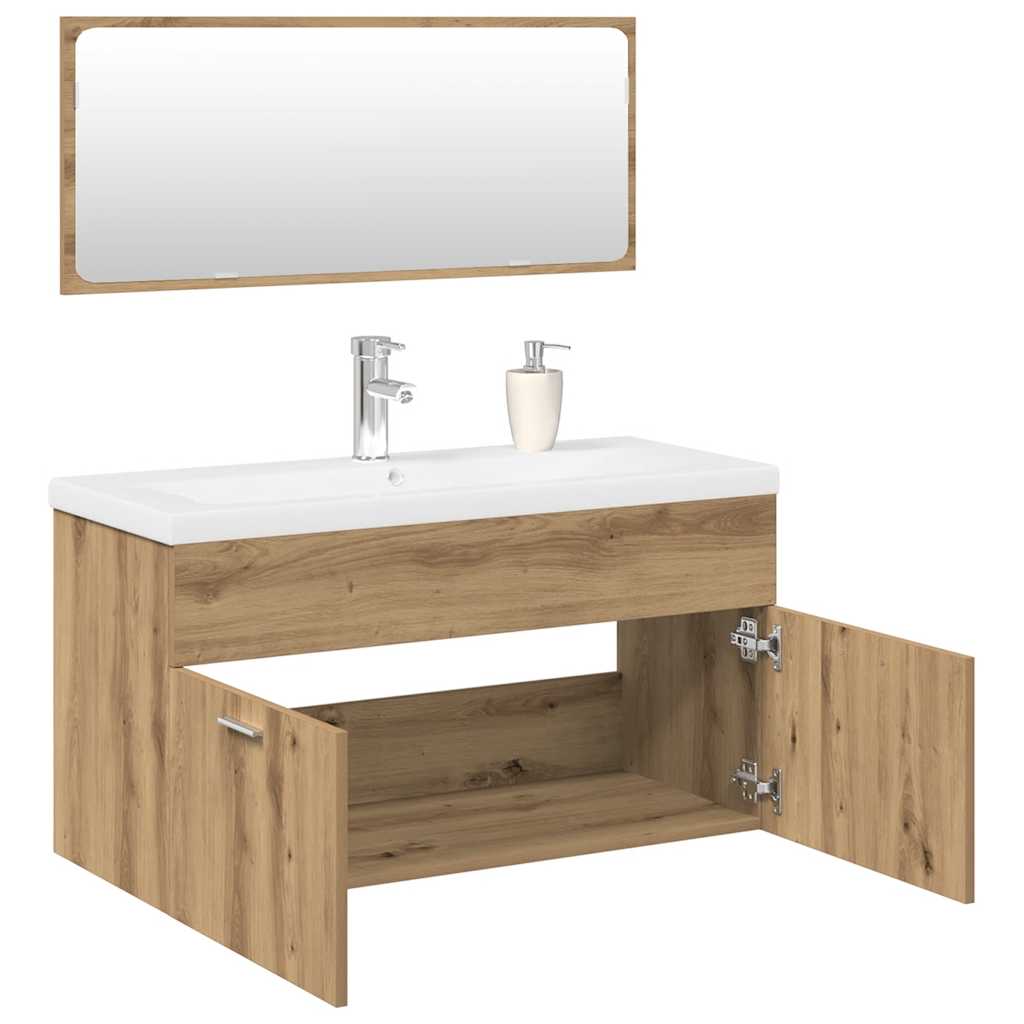 vidaXL 3 Piece Bathroom Furniture Set Artisan Oak Engineered Wood 1