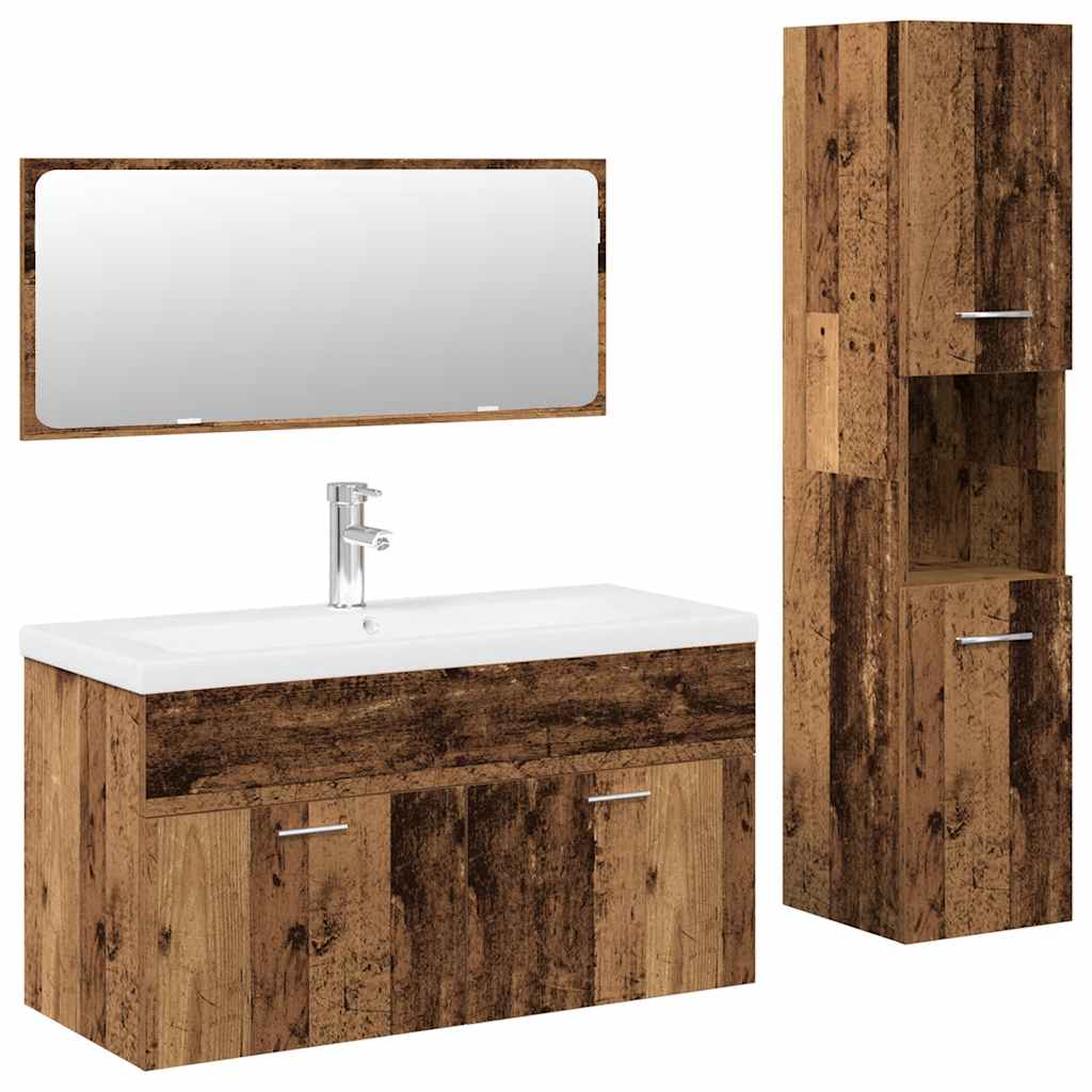 Bathroom Furniture Set Engineered Wood 90 x 38.5 x 46 cm Old wood