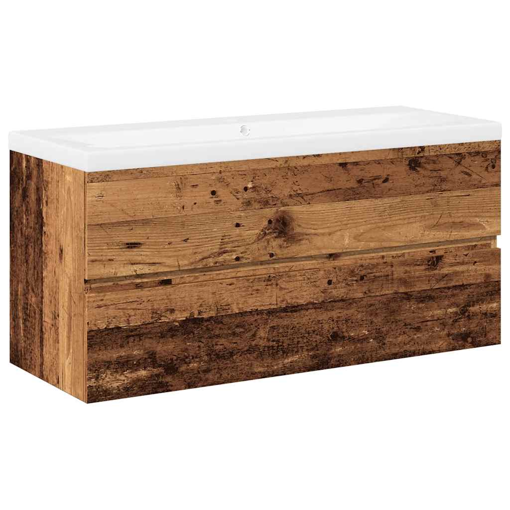 vidaXL Sink Cabinet with Built-in Basin Old Wood 2
