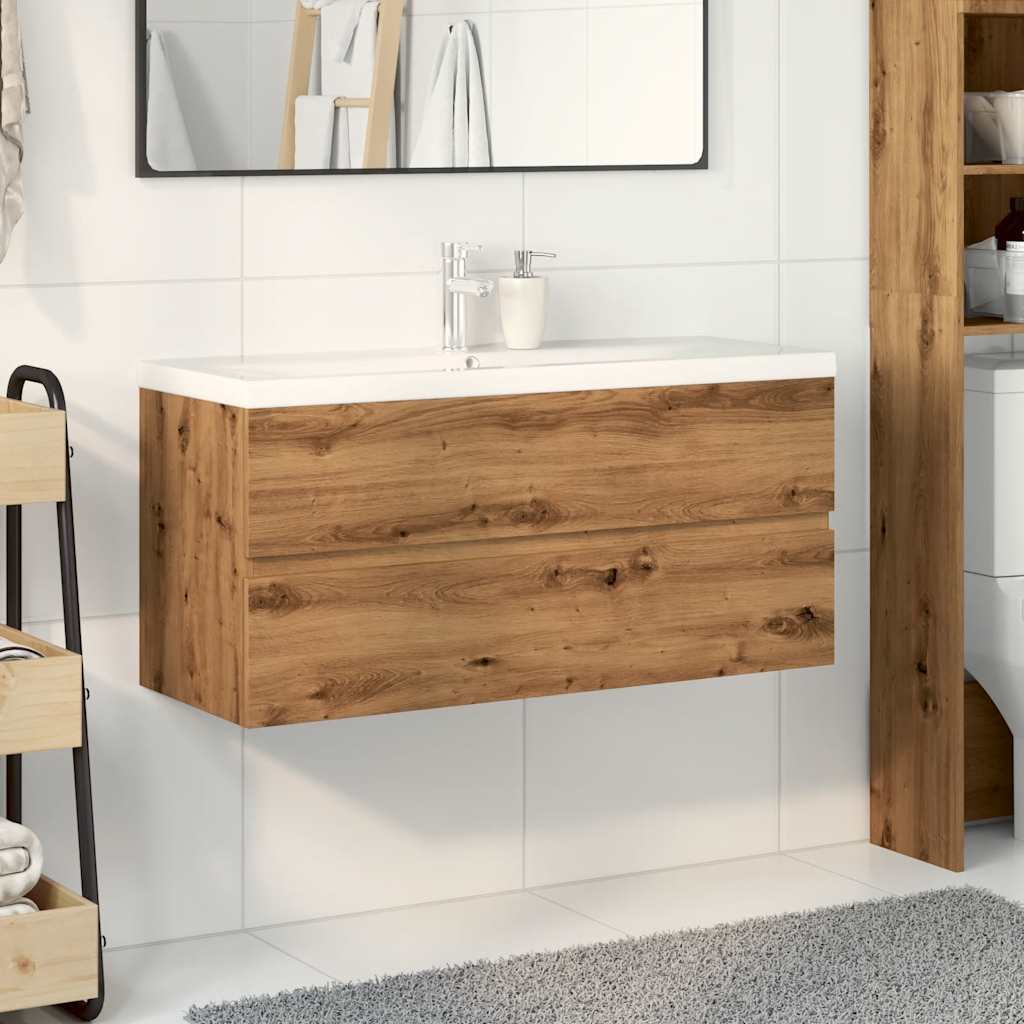 vidaXL Sink Cabinet with Built-in Basin Artisan Oak 3