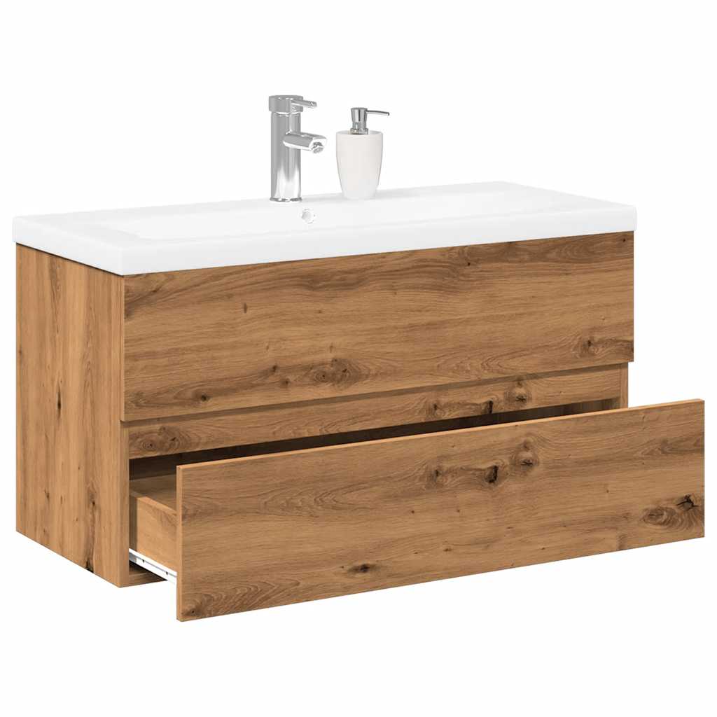 vidaXL Sink Cabinet with Built-in Basin Artisan Oak 1
