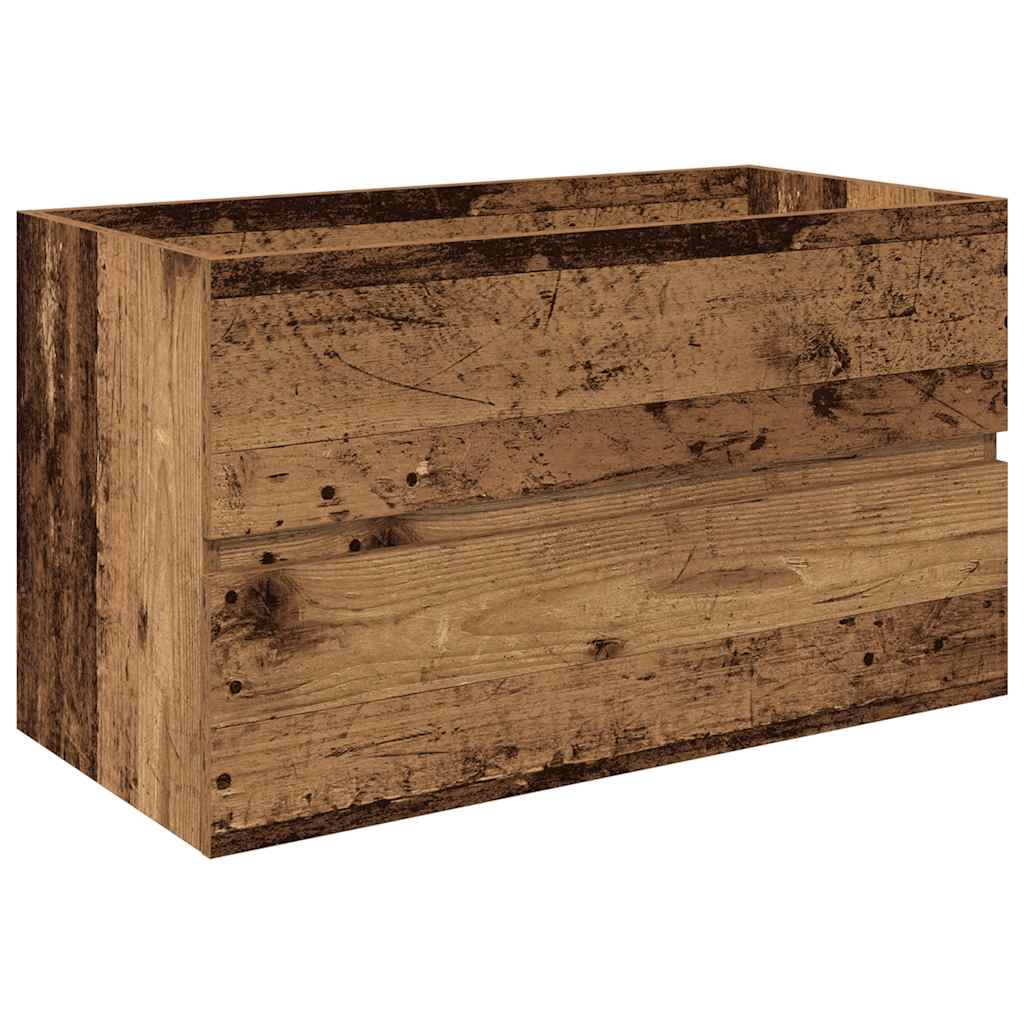 vidaXL Sink Cabinet with Built-in Basin and Faucet Old Wood 3