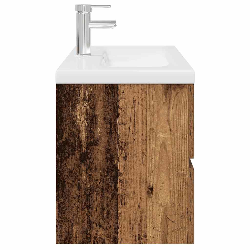 vidaXL Sink Cabinet with Built-in Basin and Faucet Old Wood 6