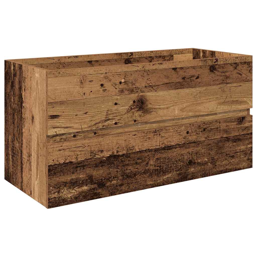 vidaXL Sink Cabinet with Built-in Basin and Faucet Old Wood 4