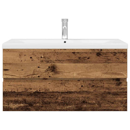 vidaXL Sink Cabinet with Built-in Basin and Faucet Old Wood 6
