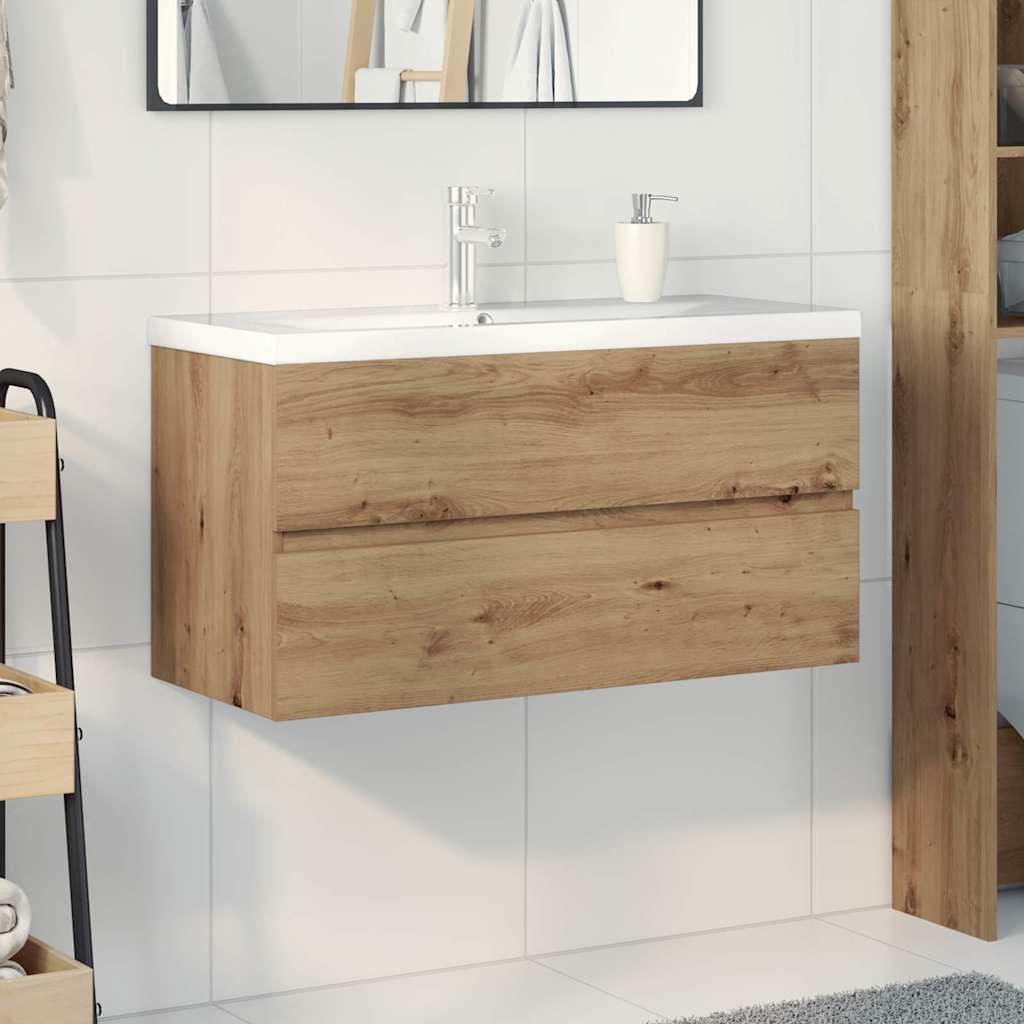 vidaXL Sink Cabinet with Built-in Basin and Faucet Artisan Oak 3