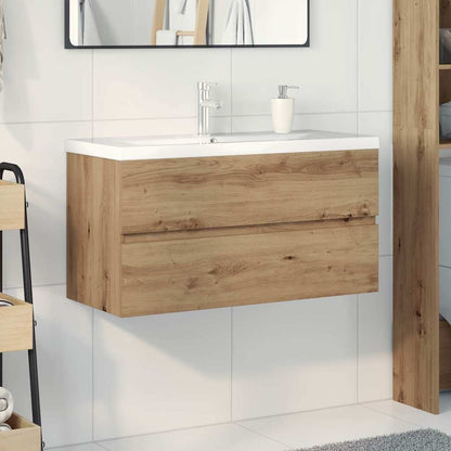 vidaXL Sink Cabinet with Built-in Basin and Faucet Artisan Oak 3