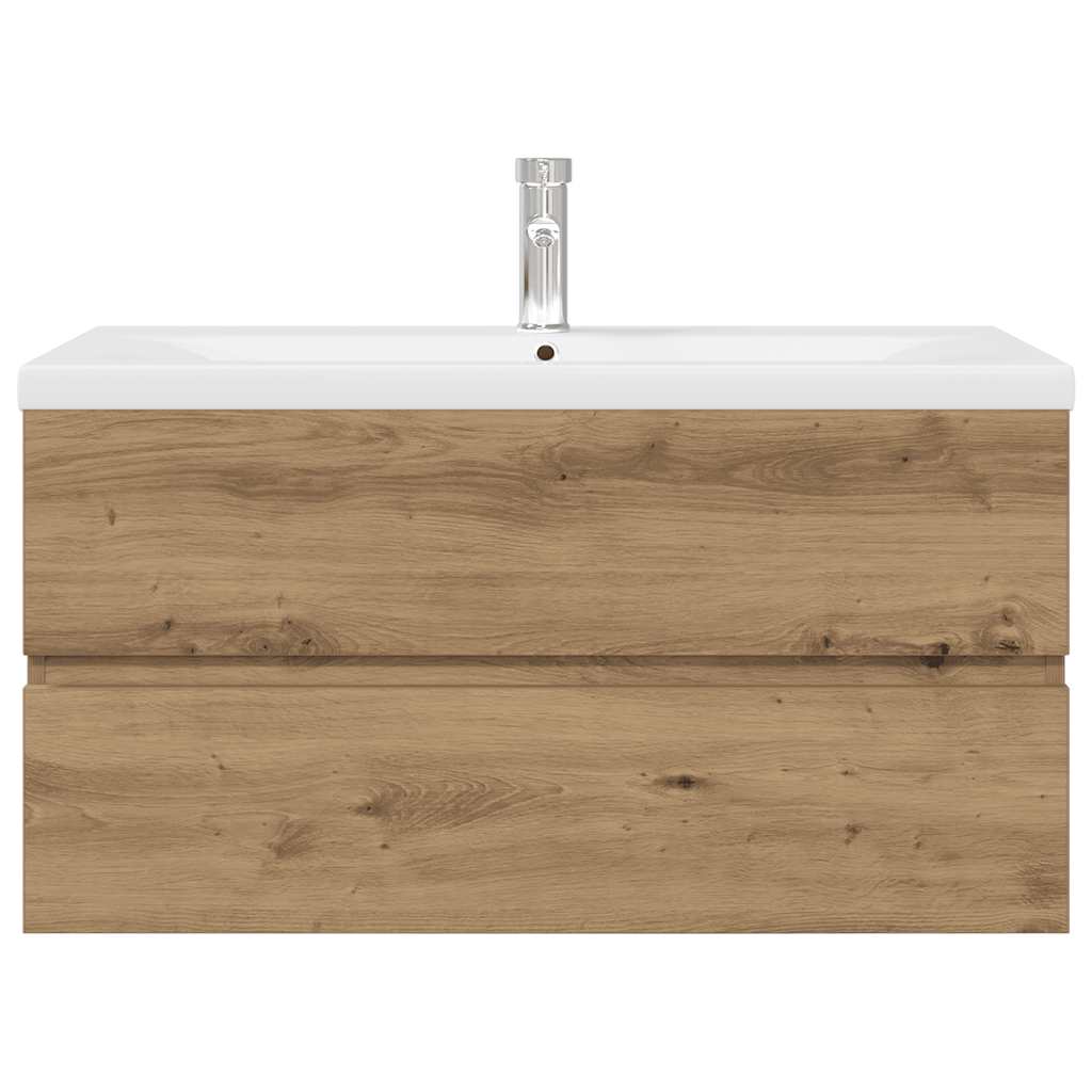 vidaXL Sink Cabinet with Built-in Basin and Faucet Artisan Oak 6