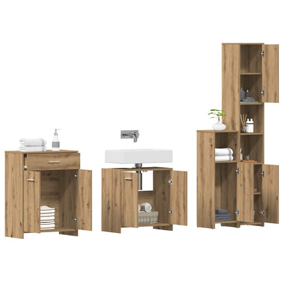 vidaXL 4 Piece Bathroom Furniture Set Artisan Oak Engineered Wood 3