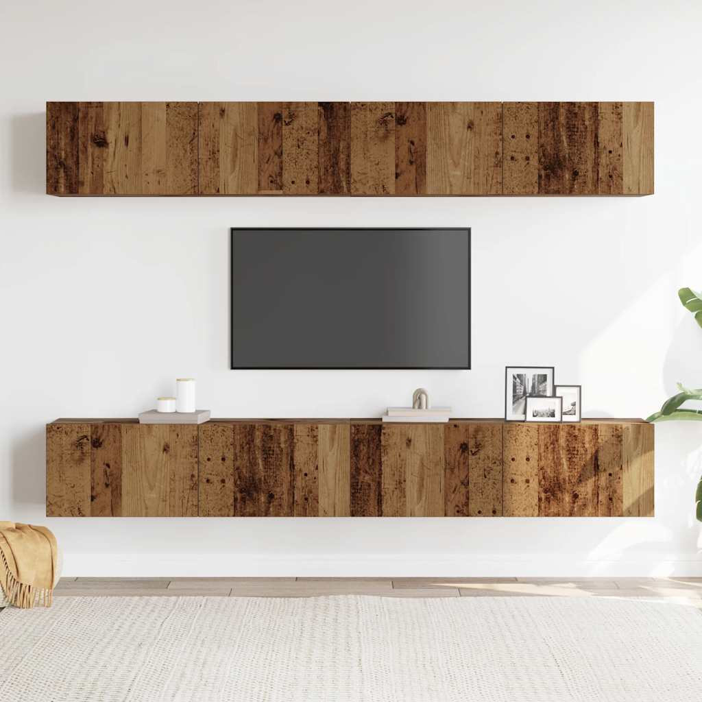 4 Piece TV Cabinet Set 100x30x30 cm Engineered Wood Width 100 cm Old wood