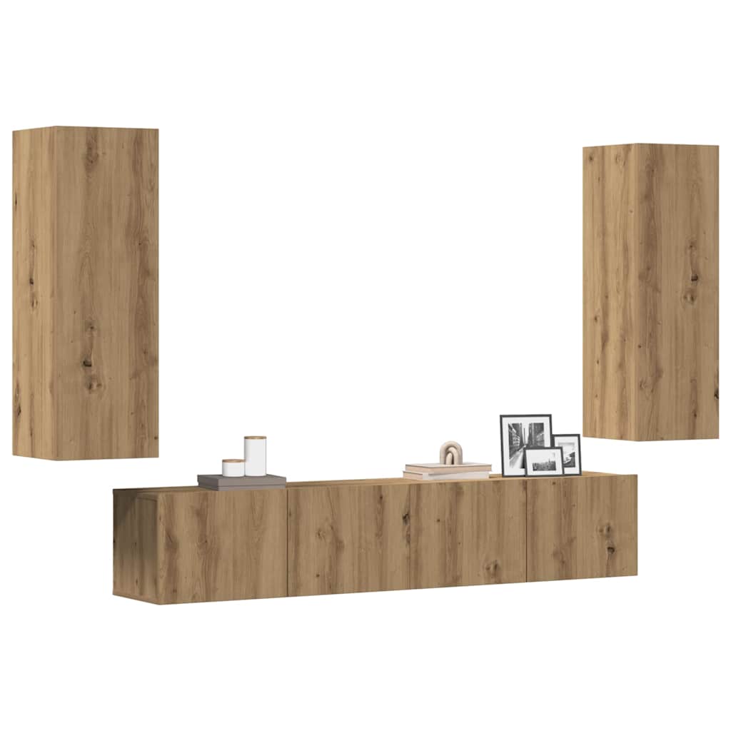 4 Piece TV Cabinet Set Engineered Wood Width 160 cm Artisan oak