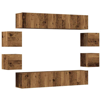 8 Piece TV Cabinet Set Engineered Wood Width 160 cm Old wood