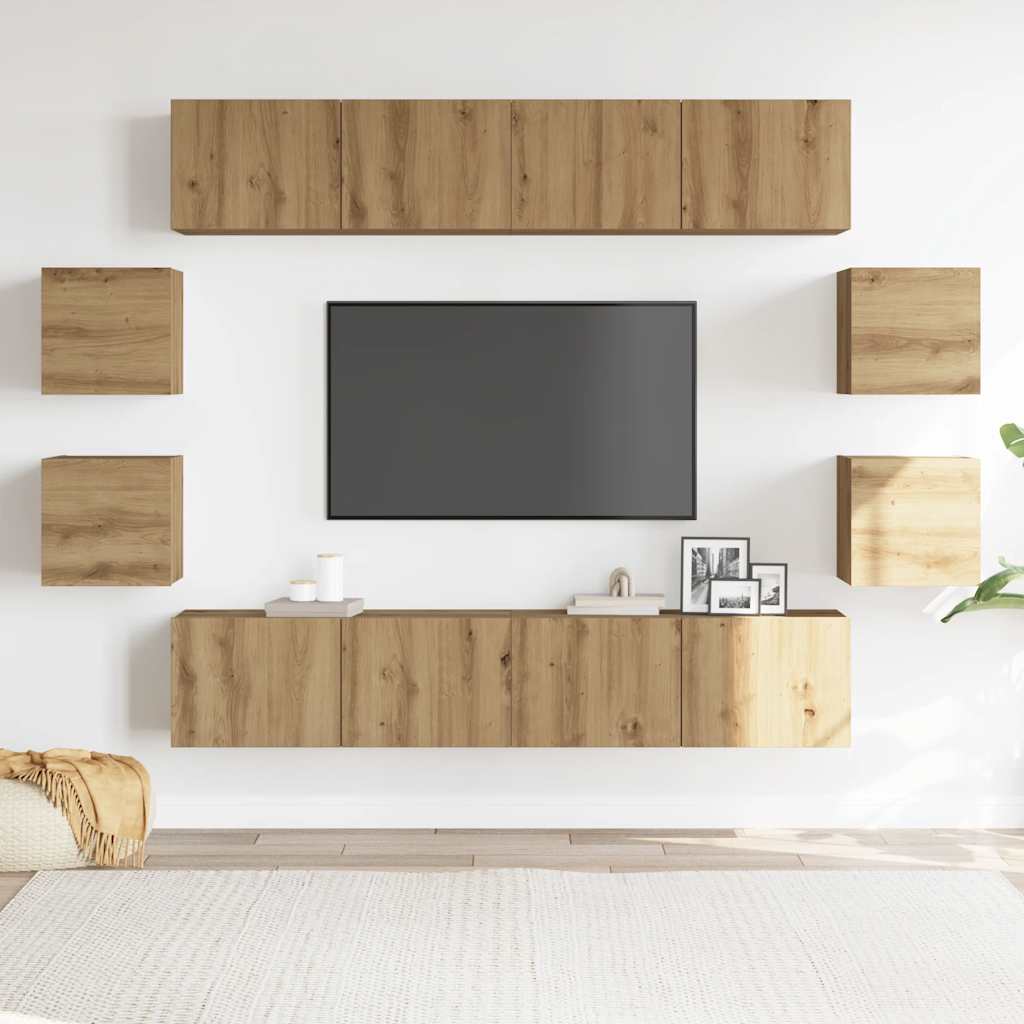 vidaXL Wall Mounted TV cabinets 8 pcs Artisan Oak Engineered Wood 3