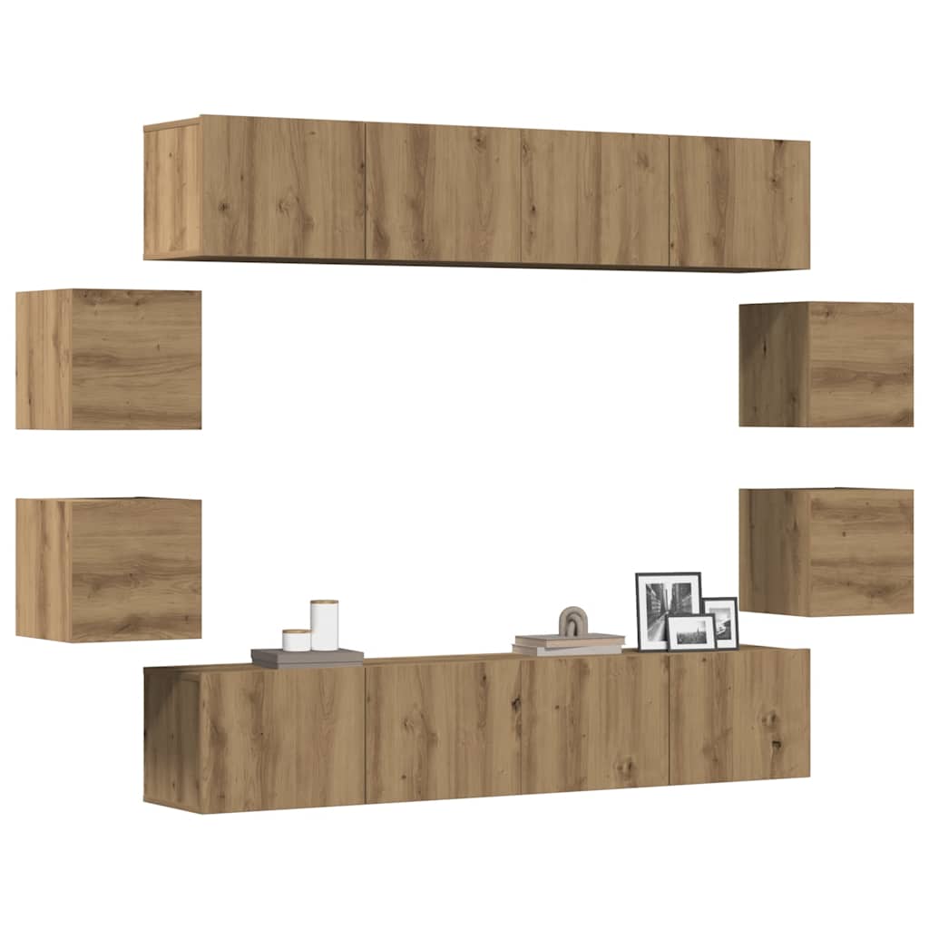 vidaXL Wall Mounted TV cabinets 8 pcs Artisan Oak Engineered Wood 1