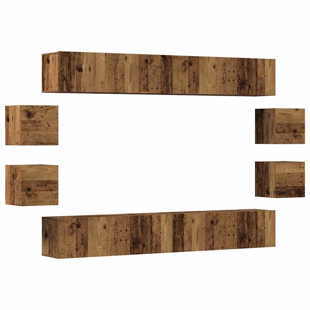 vidaXL Wall Mounted TV cabinets 8 pcs Old Wood Engineered Wood 2