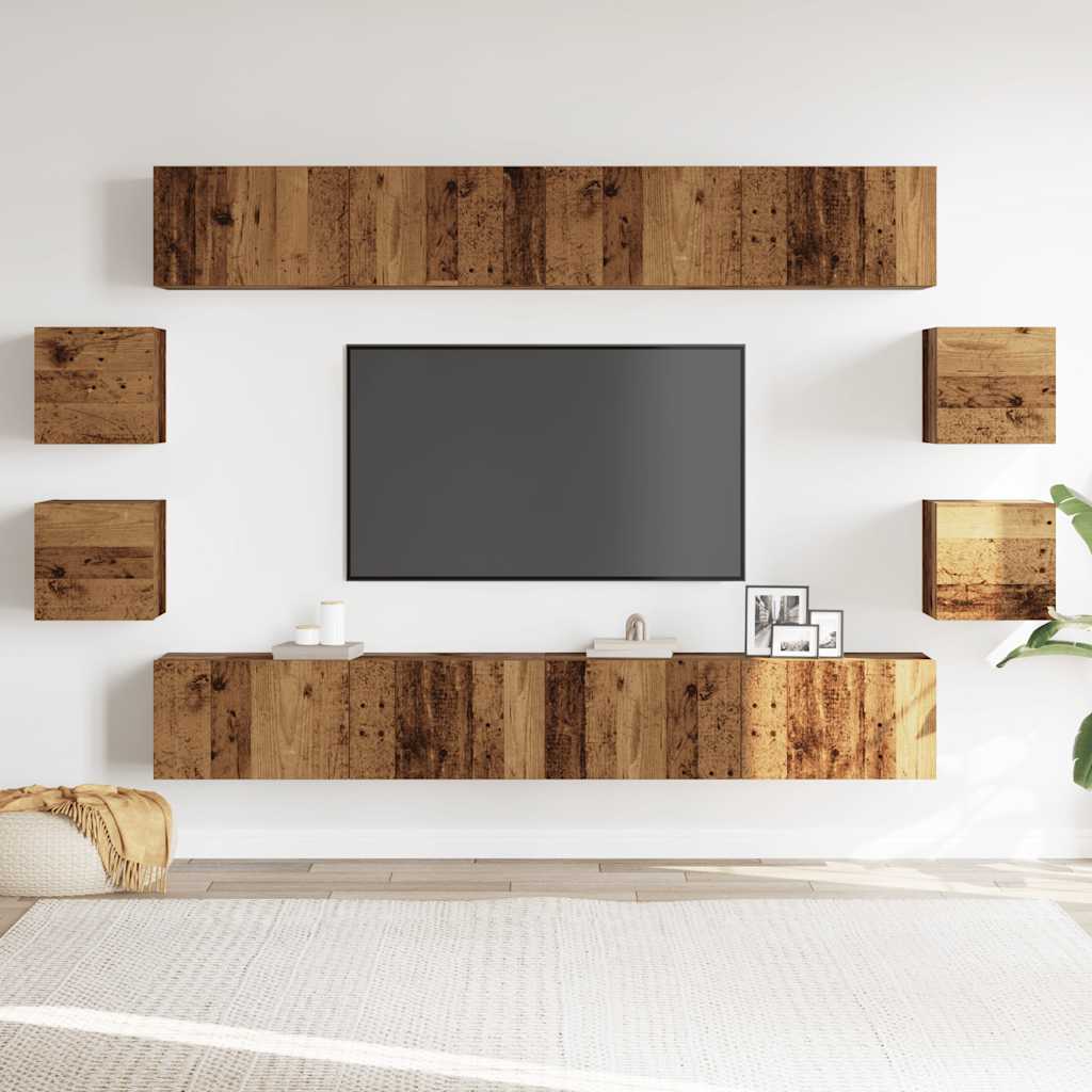 vidaXL Wall Mounted TV cabinets 8 pcs Old Wood Engineered Wood 3