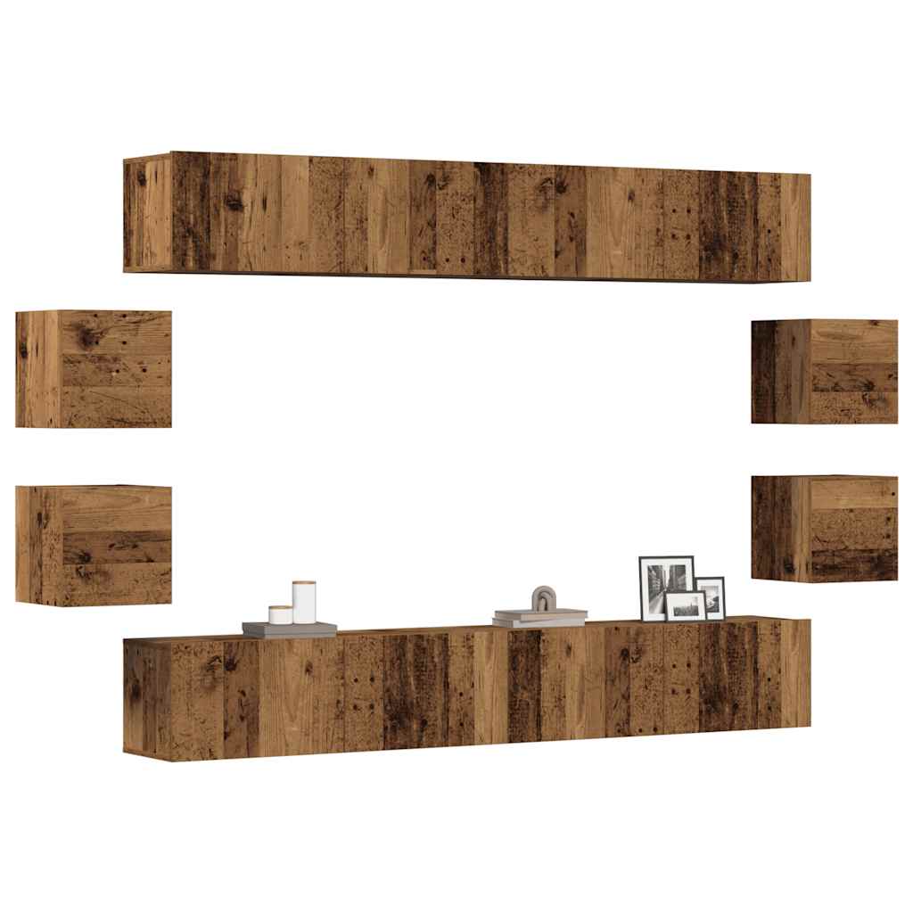 vidaXL Wall Mounted TV cabinets 8 pcs Old Wood Engineered Wood 1