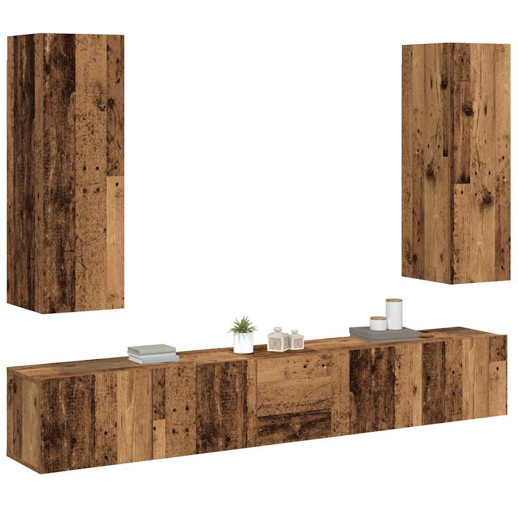 vidaXL Wall Mounted TV cabinets 5 pcs Old Wood Engineered Wood 3