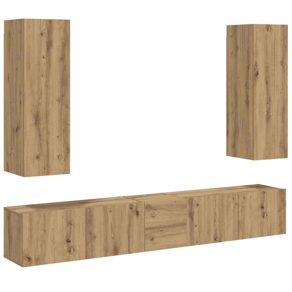 vidaXL Wall Mounted TV cabinets 5 pcs Artisan Oak Engineered Wood 1