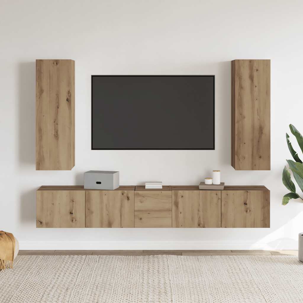vidaXL Wall Mounted TV cabinets 5 pcs Artisan Oak Engineered Wood 2