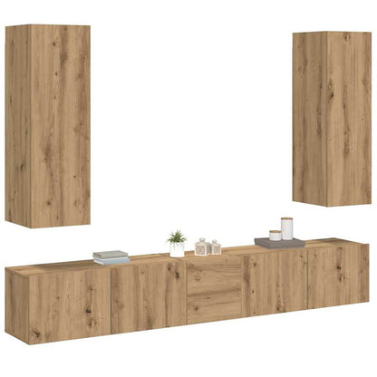 vidaXL Wall Mounted TV cabinets 5 pcs Artisan Oak Engineered Wood 3