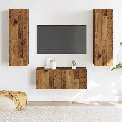 3 Piece TV Cabinet Set Engineered Wood Width 80 cm Old wood