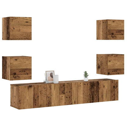 6 Piece TV Cabinet Set Engineered Wood Width 160 cm Old wood
