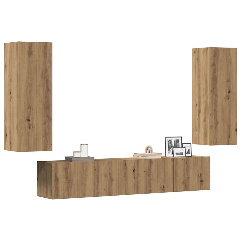 TV Cabinet Set Engineered Wood 4 pcs Width 80 cm Artisan oak