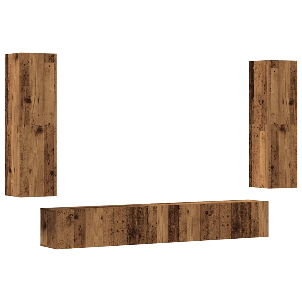vidaXL Wall Mounted TV cabinets 4 pcs Old Wood Engineered Wood 2