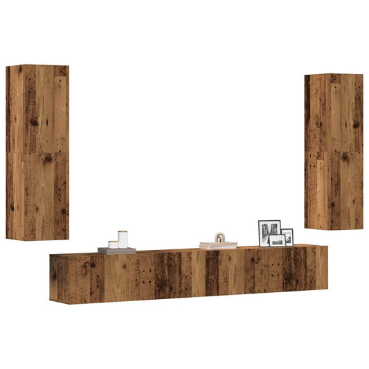 vidaXL Wall Mounted TV cabinets 4 pcs Old Wood Engineered Wood 1
