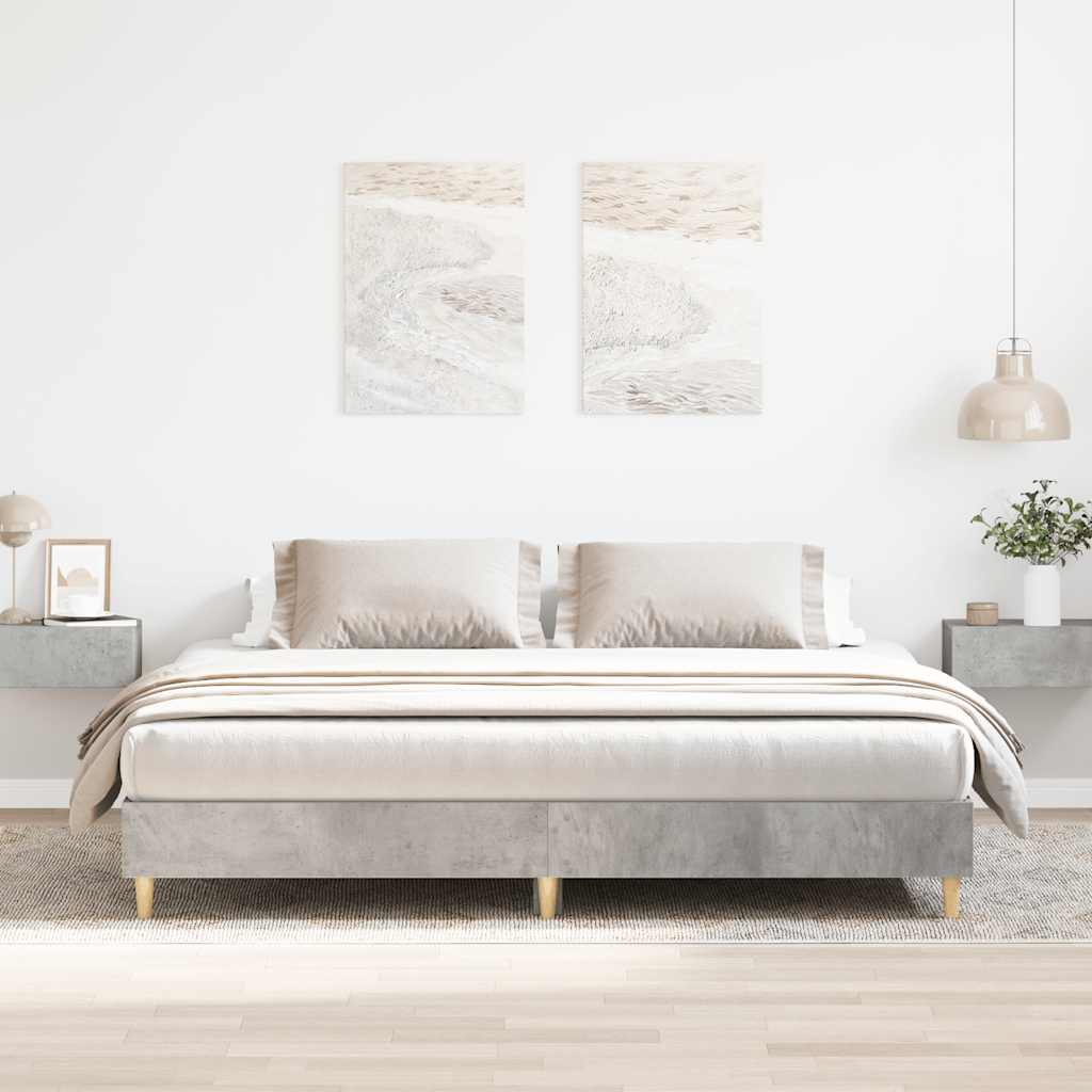 Bed Frame No Mattress Engineered Wood Concrete Grey 180 x 200 cm