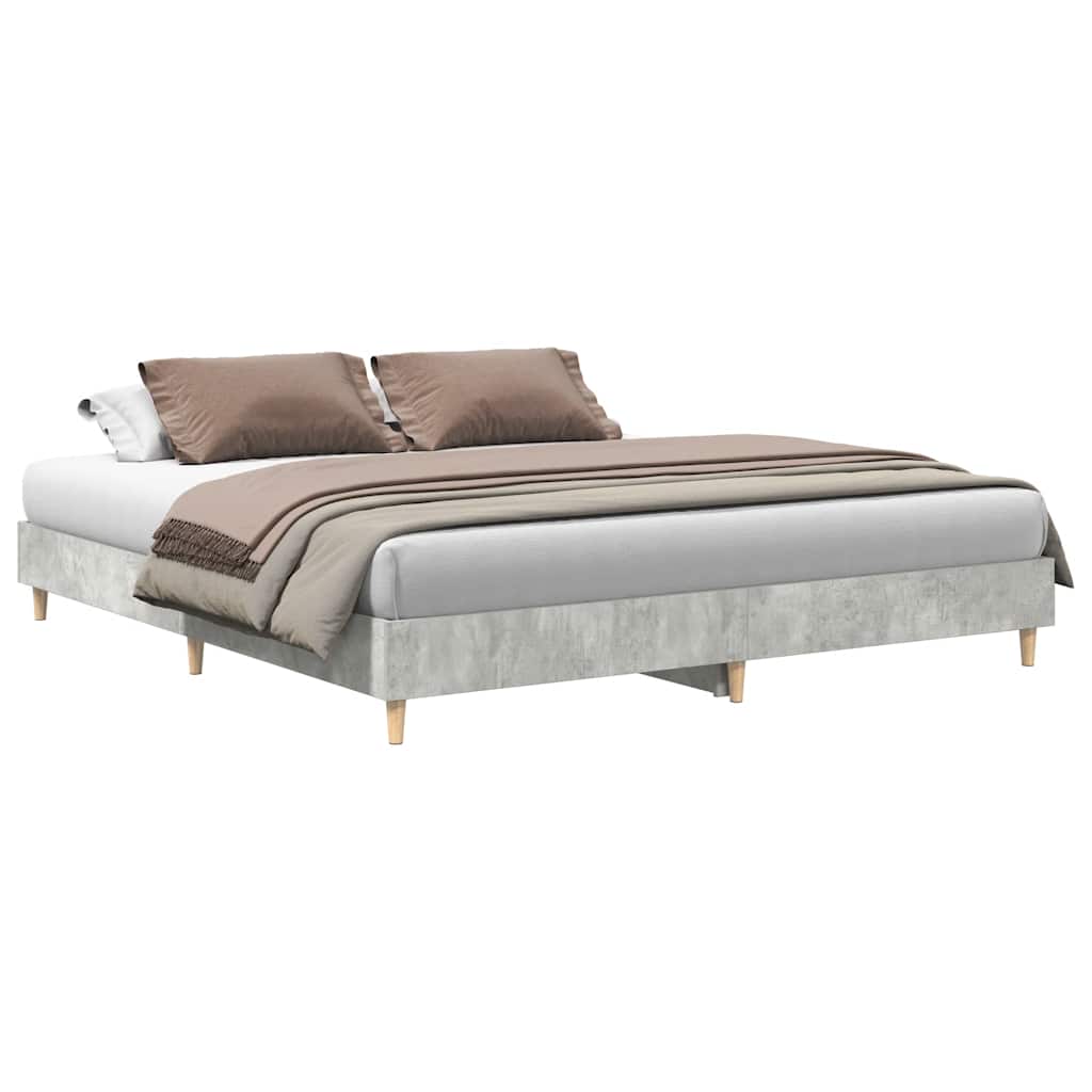 Bed Frame No Mattress Engineered Wood Concrete Grey 160 x 200 cm