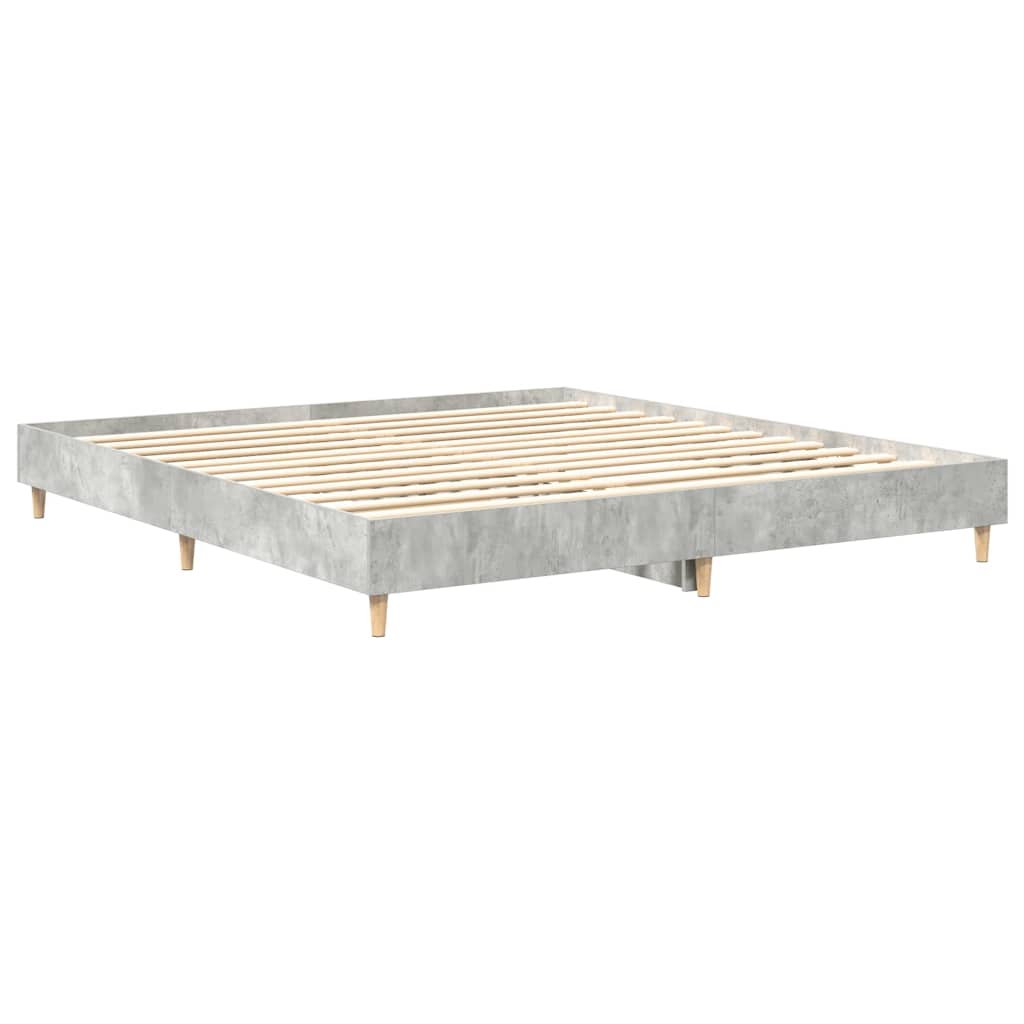 Bed Frame No Mattress Engineered Wood Concrete Grey 160 x 200 cm