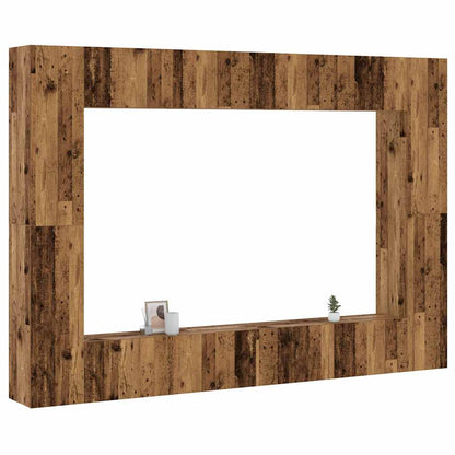 8 Piece TV Cabinet Set Engineered Wood Width 100 cm Old wood