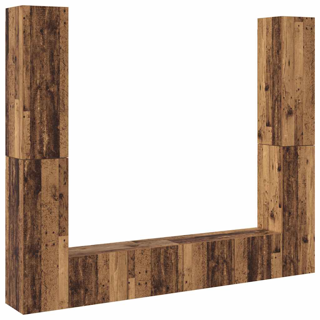 vidaXL 6 Piece Wall-mounted TV Cabinet Set Old Wood Engineered Wood 2