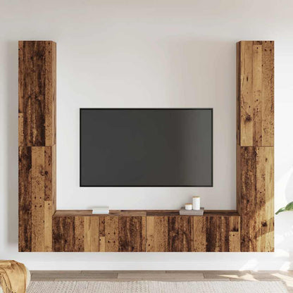 vidaXL 6 Piece Wall-mounted TV Cabinet Set Old Wood Engineered Wood 3