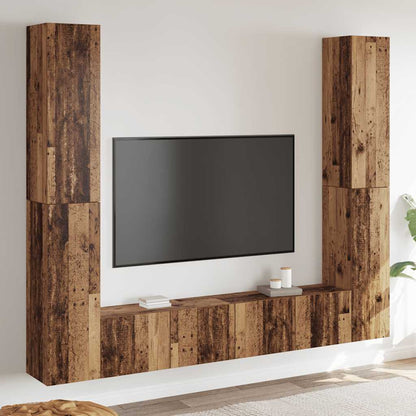 vidaXL 6 Piece Wall-mounted TV Cabinet Set Old Wood Engineered Wood 1