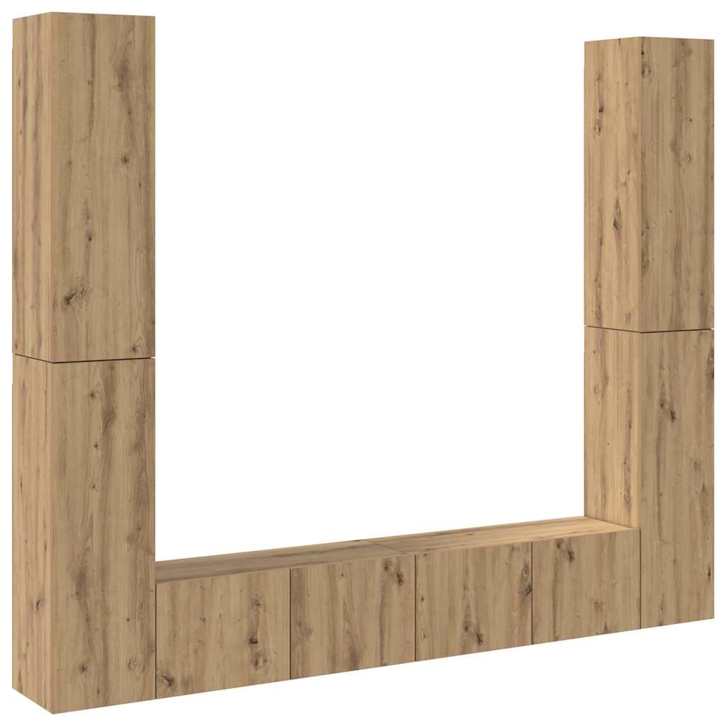 vidaXL 6 Piece Wall-mounted TV Cabinet Set Artisan Oak Engineered Wood 2