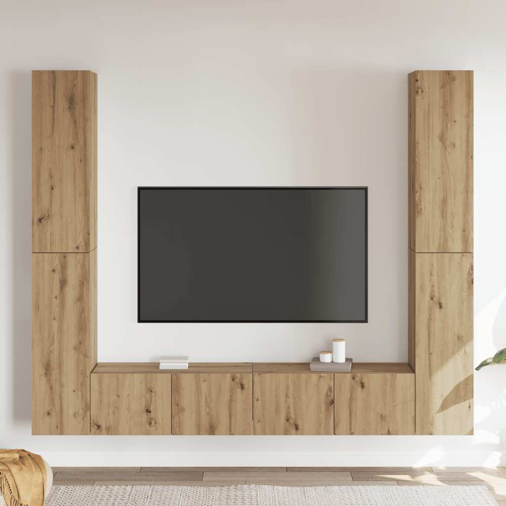 vidaXL 6 Piece Wall-mounted TV Cabinet Set Artisan Oak Engineered Wood 3
