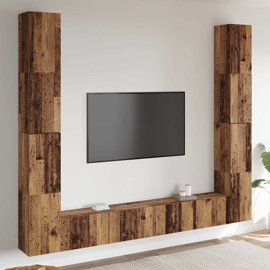 vidaXL 6 Piece Wall-mounted TV Cabinet Set Old Wood Engineered Wood 1